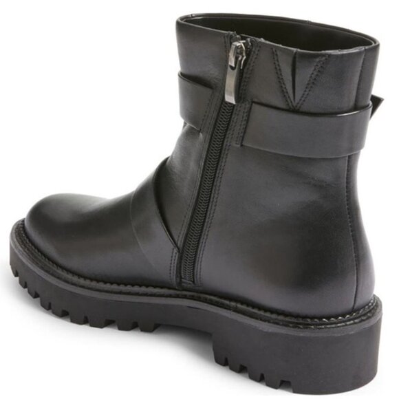 Nordstrom Women's 7M Black Macombs Water Resistant Moto Leather Boot - Picture 3 of 4